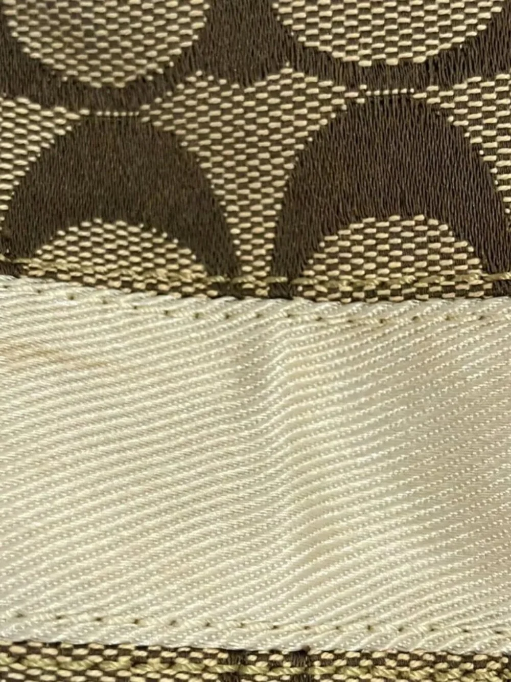 COACH Signature Stripe Accessory Pouch 40757 Dark Brown Beige White Jacquard